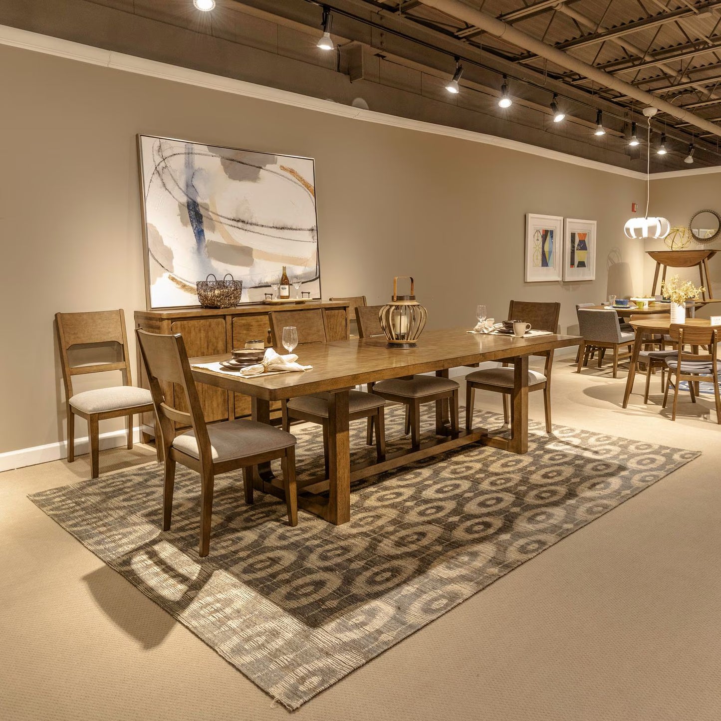 Harmony - 5 Piece Trestle Table Set - Brownstone