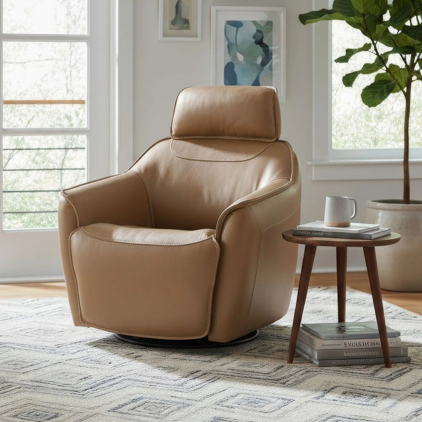 Darby - Swivel Accent Chair With Power Foot & Tilt - Kona Butternut