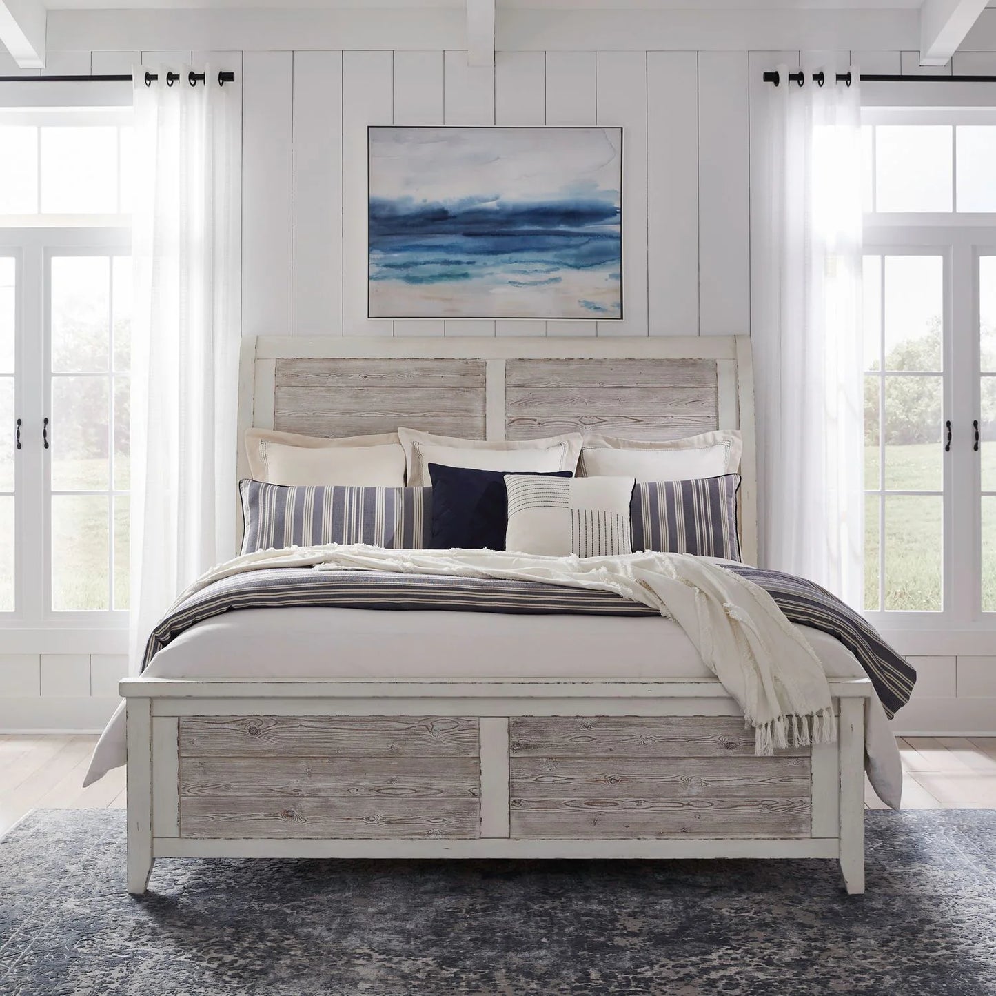 Backroads - King Sleigh Bed - White