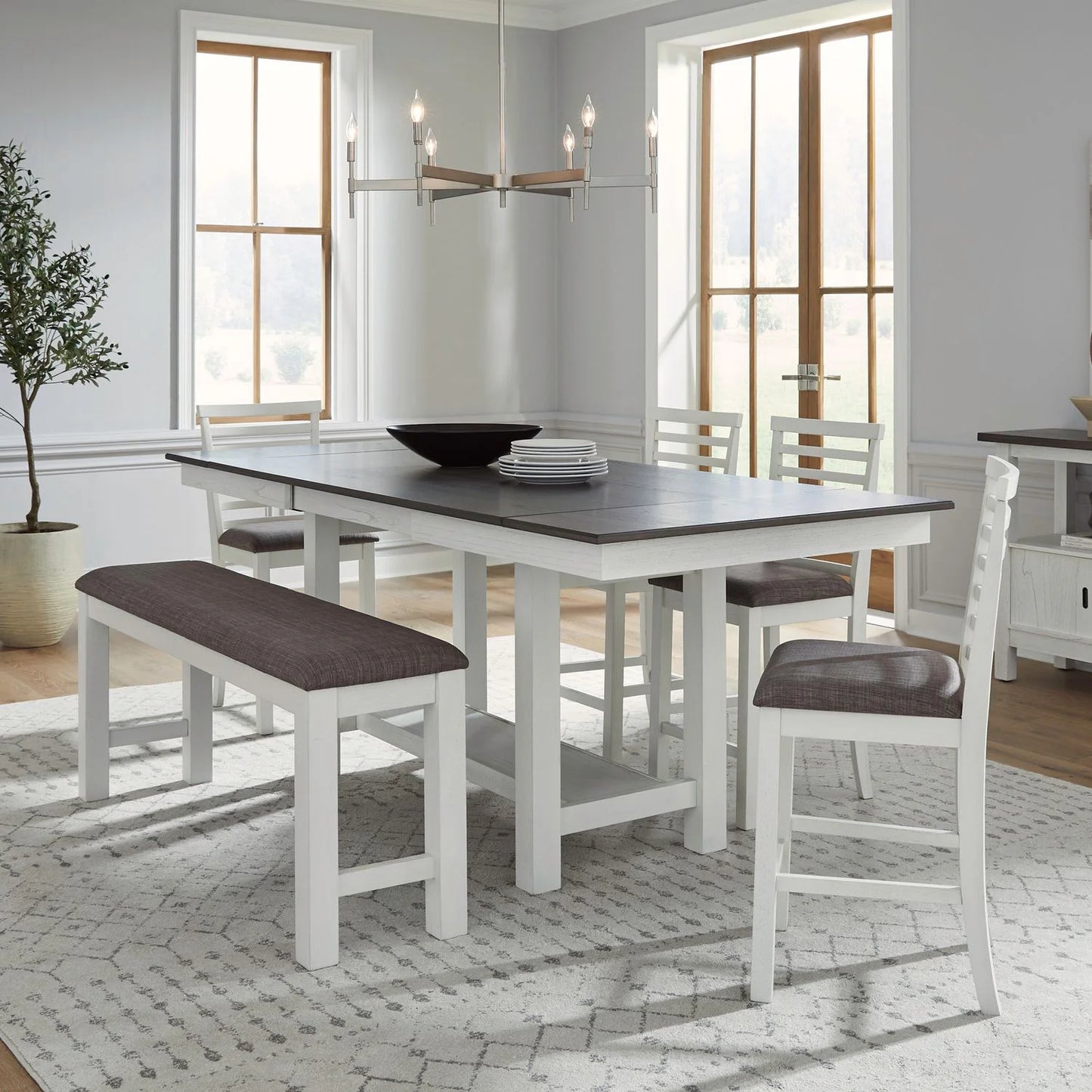 Brook Bay - 6 Piece Gathering Trestle Table - White