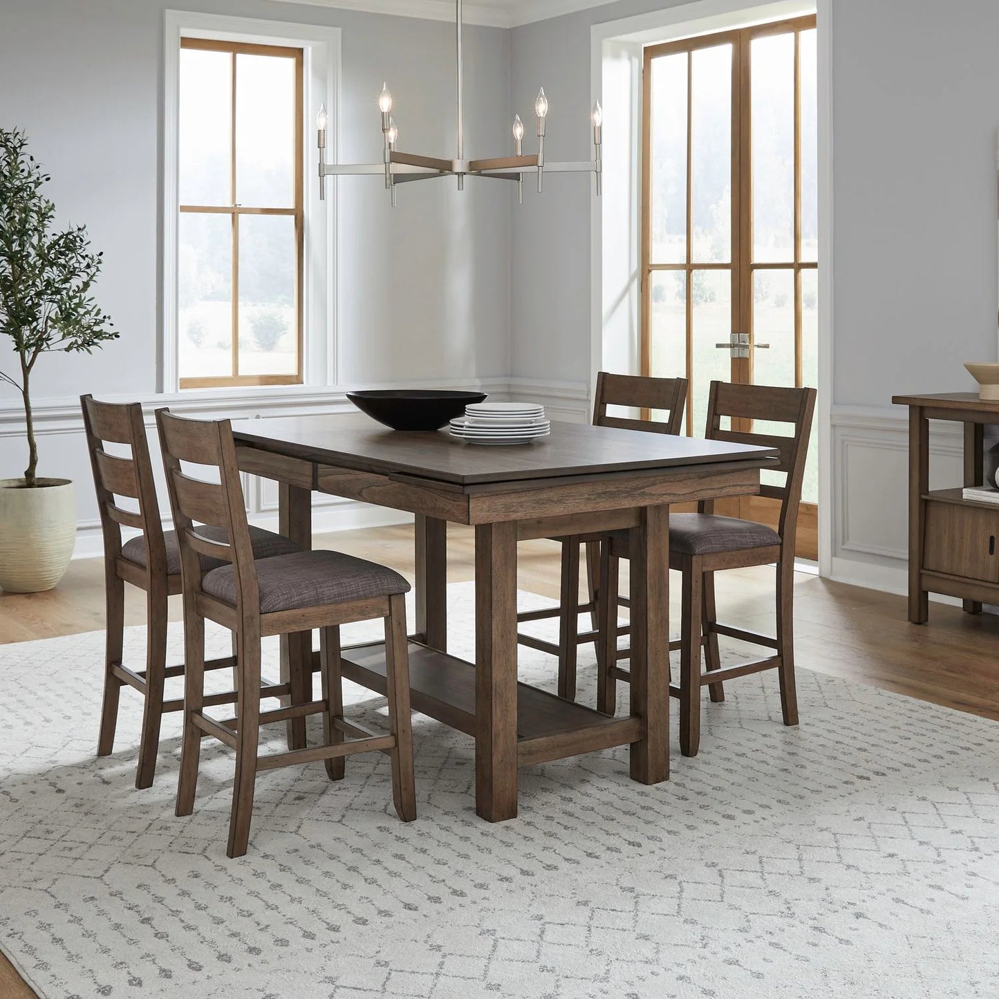 Brook Bay - Optional 5 Piece Gathering Trestle Table - Brown