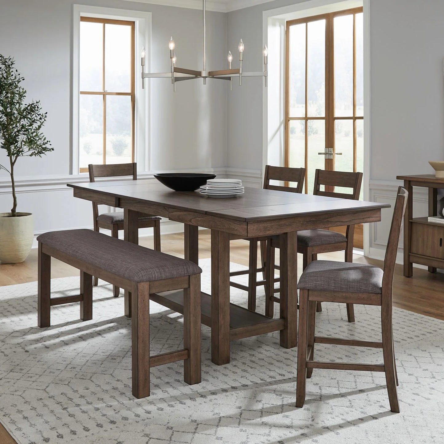 Brook Bay - Optional 6 Piece Gathering Trestle Table - Brown