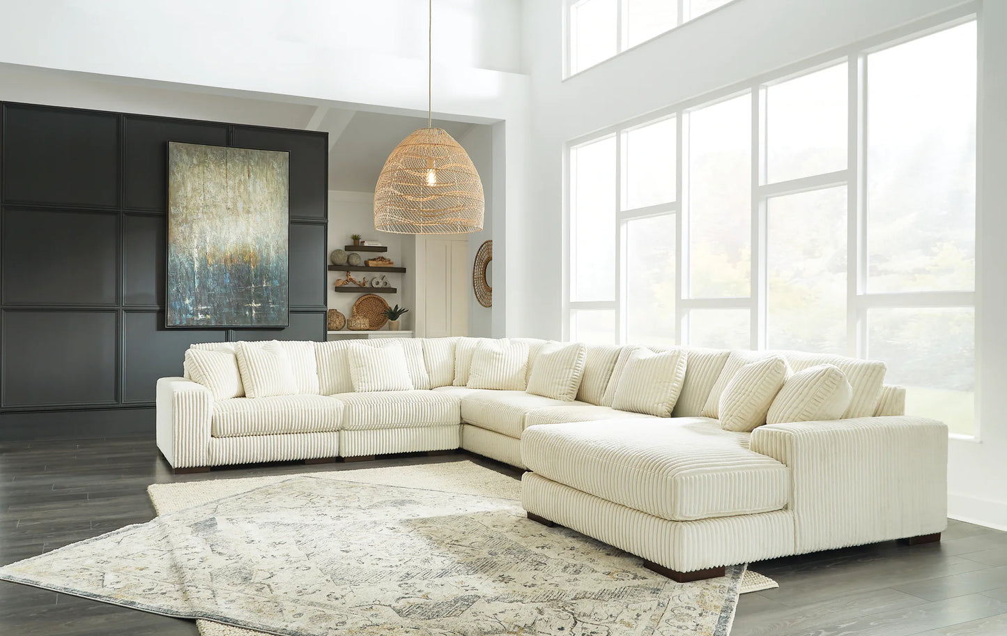 Lindyn - Ivory - 6-Piece Sectional With RAF Corner Chaise