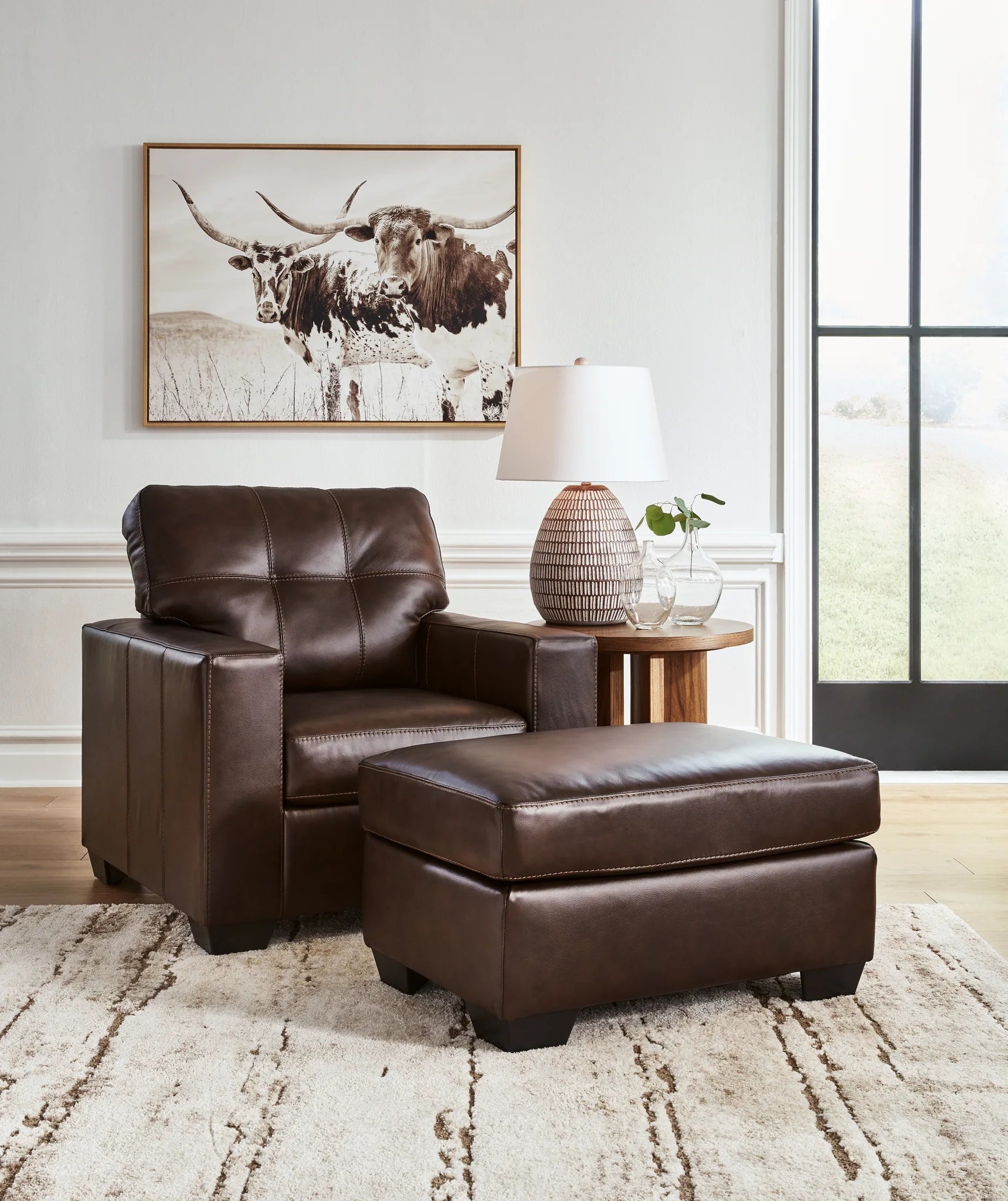 Santorine Dark Brown Chair, Ottoman – Furniture