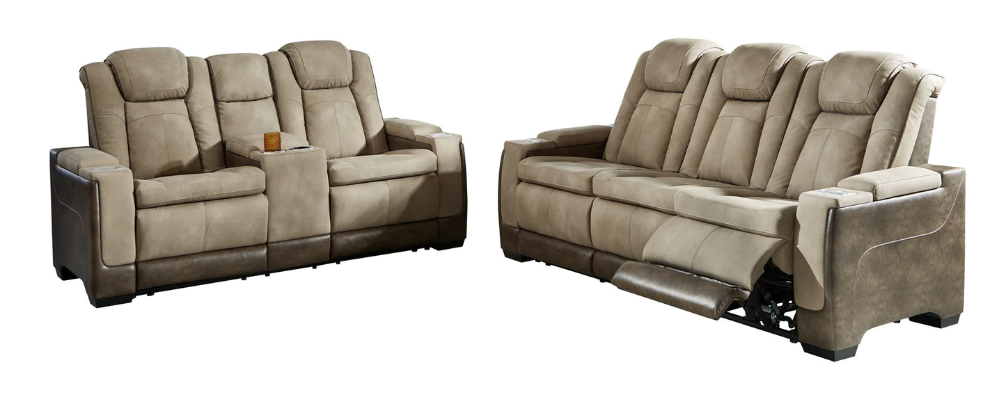 Next-Gen DuraPella - Sand - 3 Pc. - Power Sofa, Loveseat, Recliner