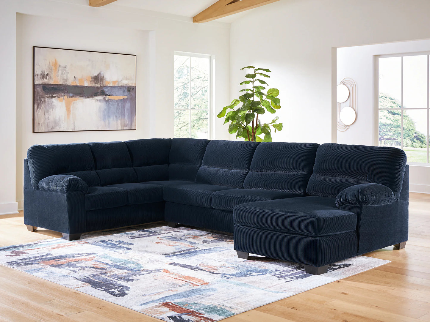 SimpleJoy - 3-Piece Sectional With RAF Corner Chaise - Navy