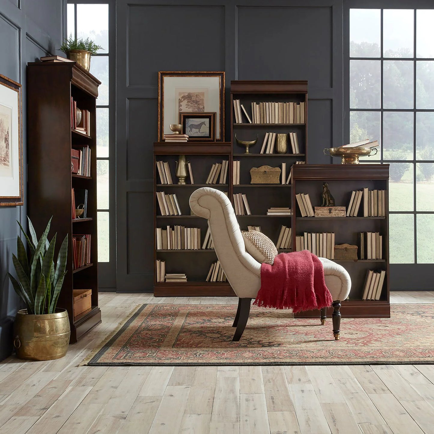 Brayton Manor - Stepped Bookcase Wall - Brown