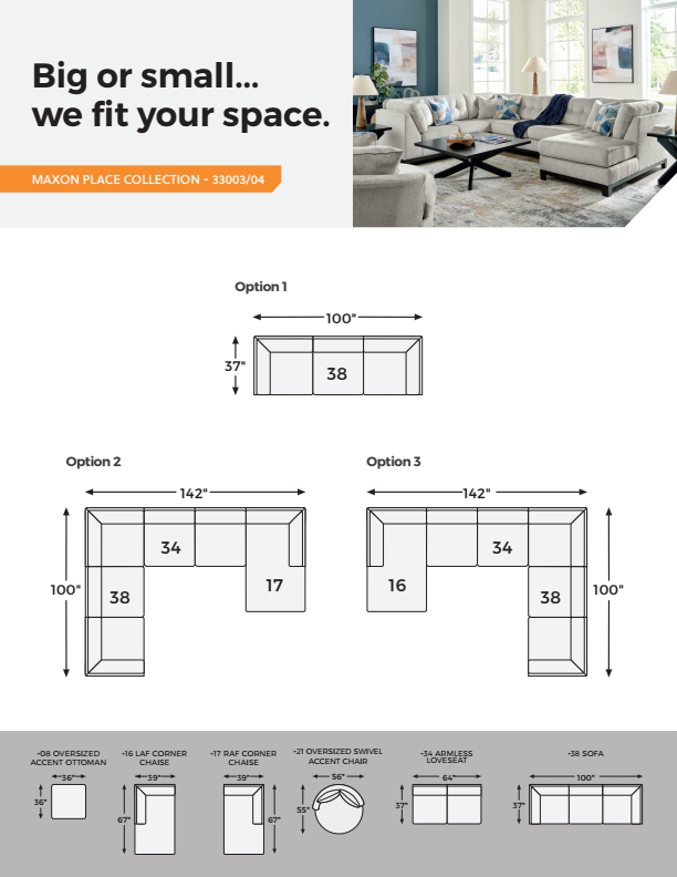 Maxon Place - Navy - 3-Piece Sectional With Raf Corner Chaise