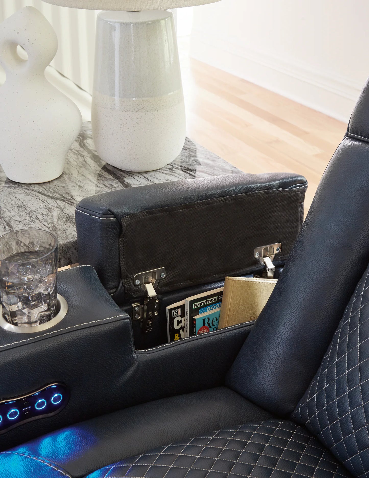 Fyne-Dyme - Shadow - Power Reclining Sofa With Adj Headrest