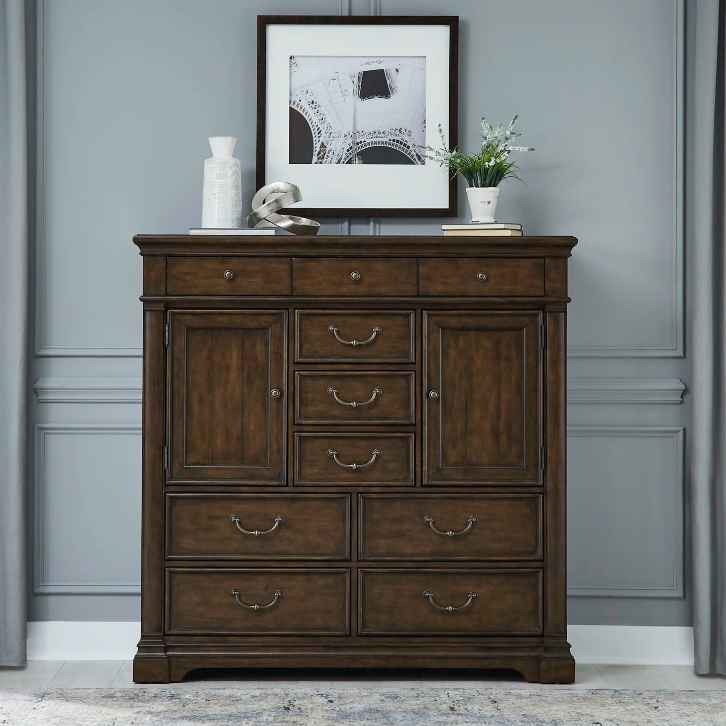 Arden Road - 2 Door 10 Drawer Chest - Satin Cherry