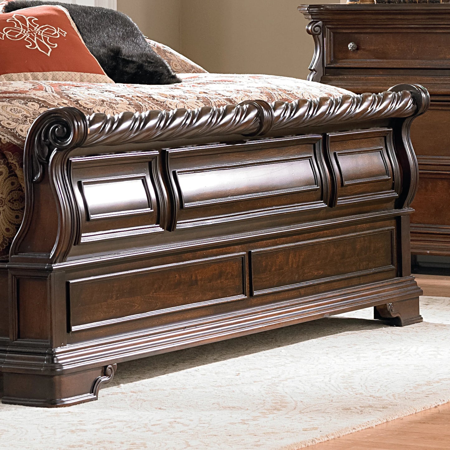 Arbor Place - Queen Sleigh Bed - Dark Brown