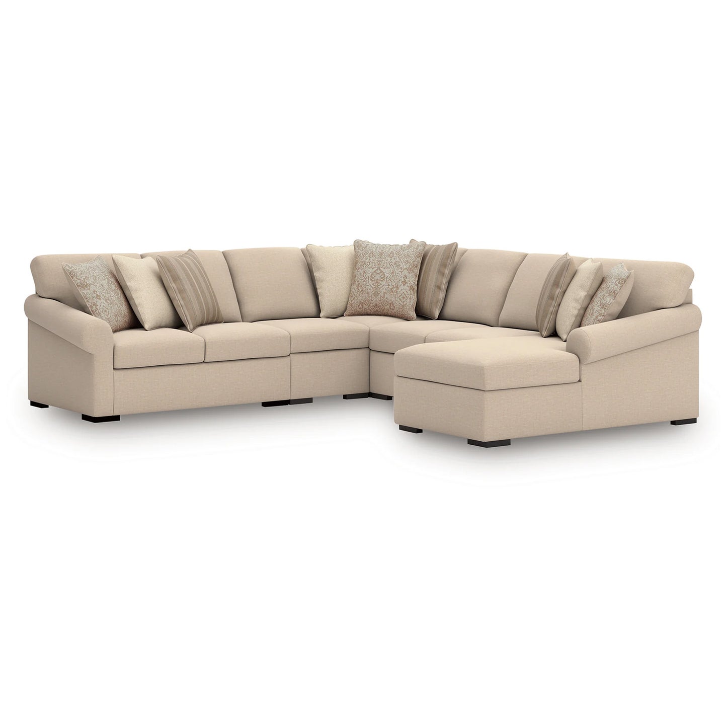 LadyMae - Twill - 5-Piece Sectional With RAF Corner Chaise
