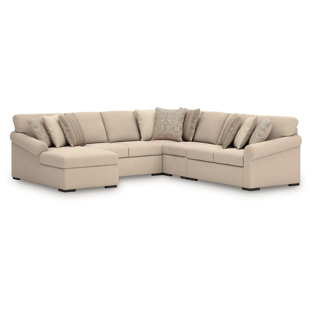 LadyMae - Twill - 5-Piece Sectional With LAF Corner Chaise