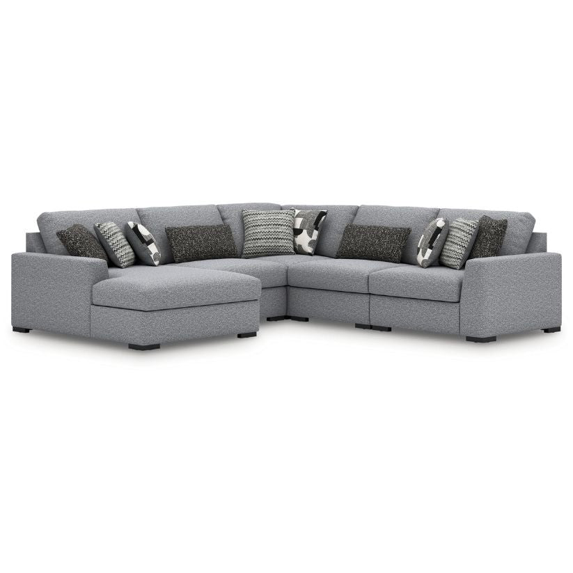 Bealton - Salt and Pepper - 5-Piece Sectional With LAF Corner Chaise