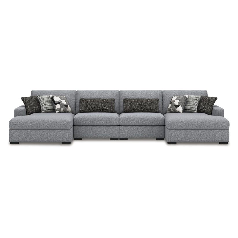 Bealton - Salt and Pepper - 4-Piece Sectional With Double Chaise