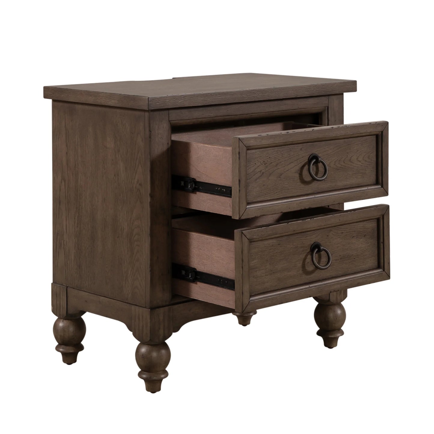 Americana Farmhouse - 2 Drawer Night Stand With Charging Station - Light Brown