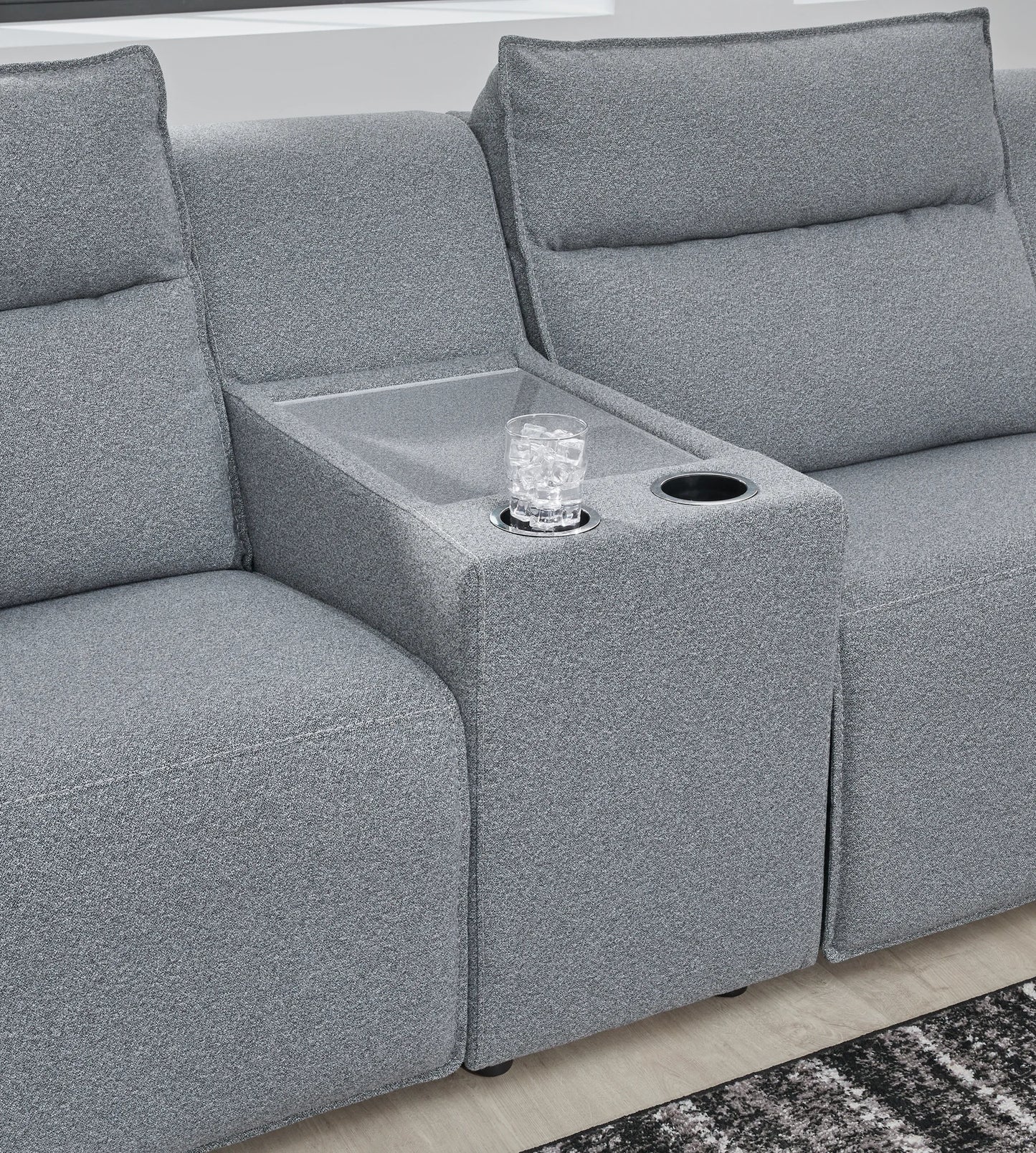 Modmax - Salt And Pepper - 5-Piece Power Reclining Sectional With 2 Storage Consoles