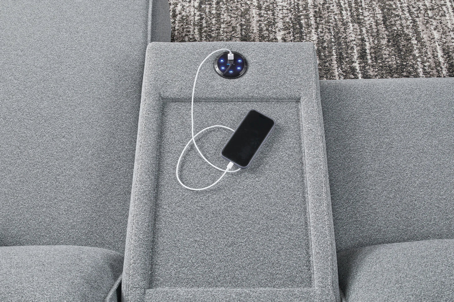 Modmax - Salt And Pepper - 7-Piece Power Reclining Sectional With RAF Press Back Power Chaise