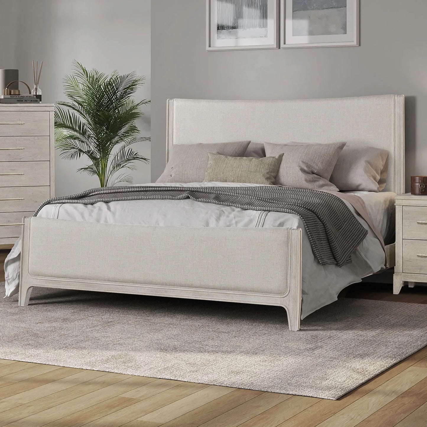 New Haven - King Upholstered Bed - White