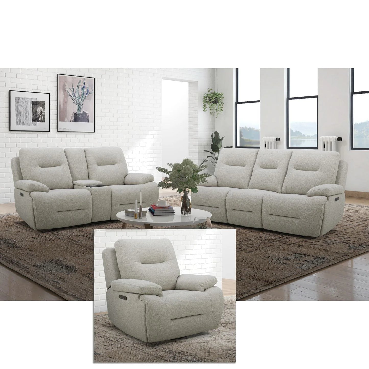 Cameron - Sofa With Loveseat & Recliner - White