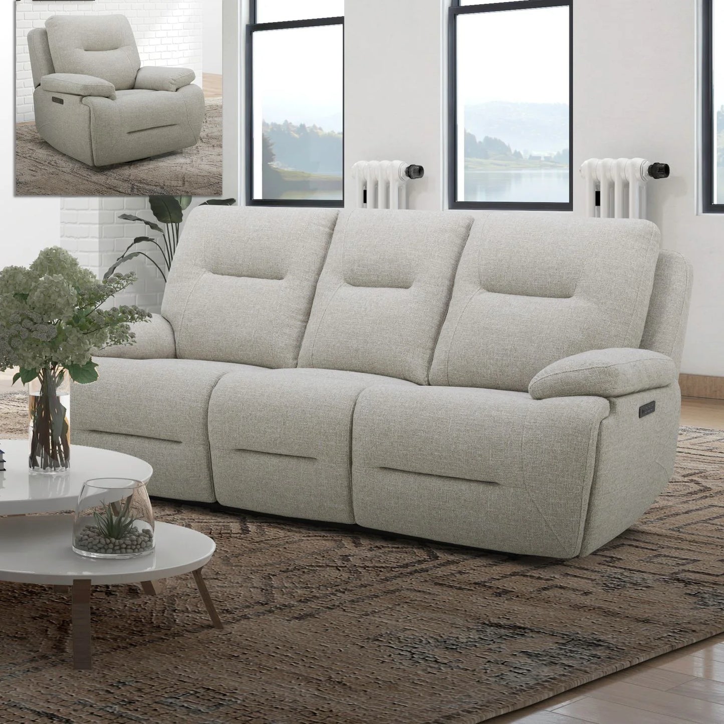 Cameron - Sofa & Recliner - White