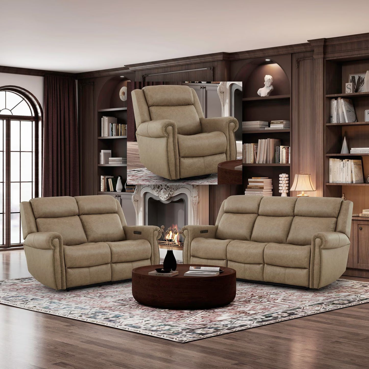 Carlton - Sofa With Loveseat & Recliner - Taupe