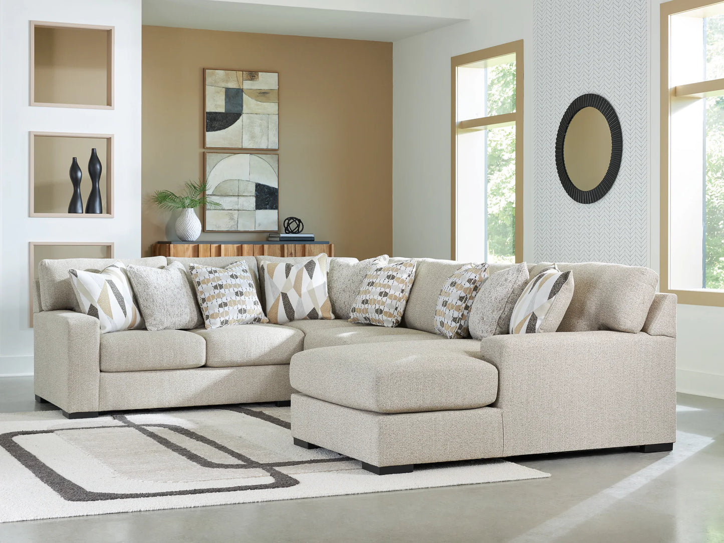 LaureLGrove - Pebble - 4-Piece Sectional With RAF Corner Chaise