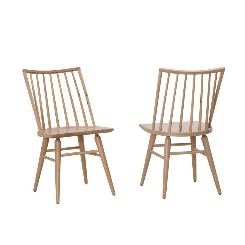 Dovetail - Spindle Solid American Oak Side Chair - Bleached White