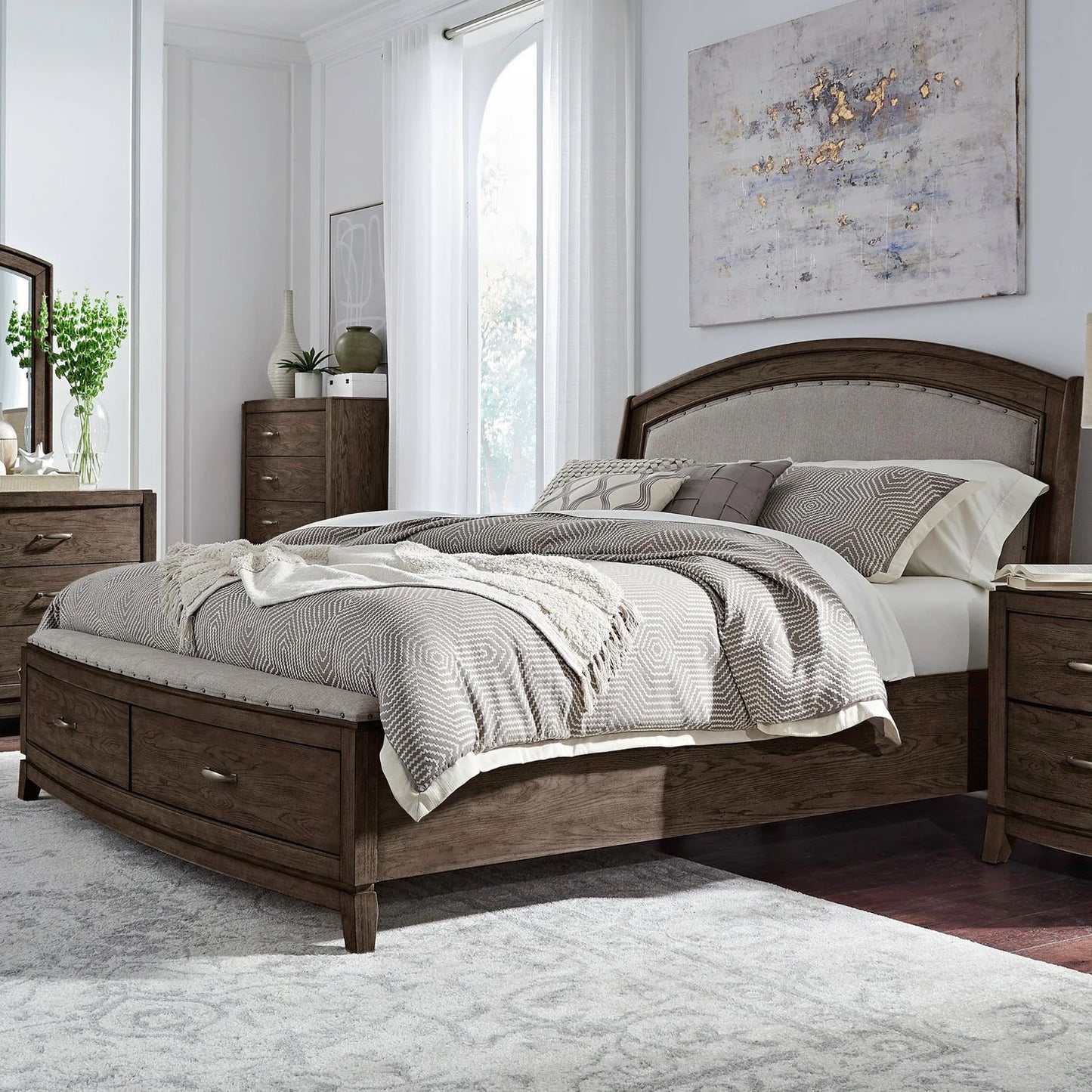 Avalon - Queen Upholstered Storage Bed - Brown