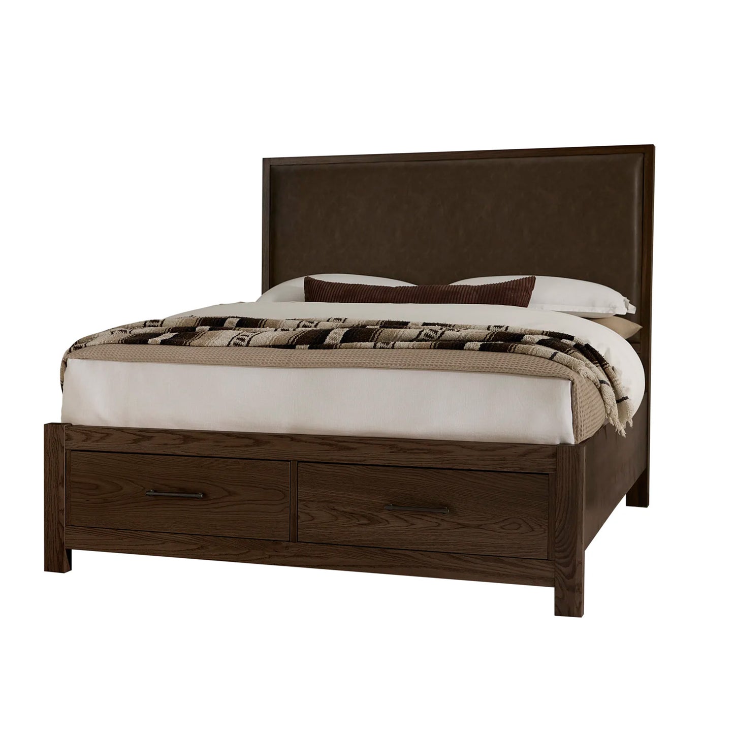 Lodge & Loft - King Upholstered Storage Bed - Dark Oak / Sedona Brown