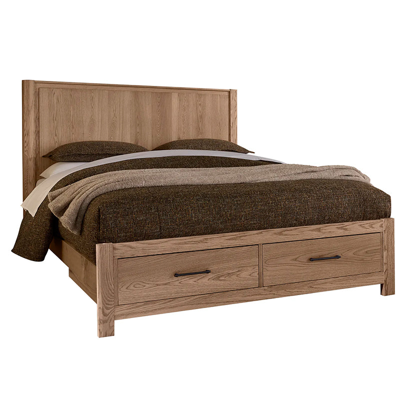 Lodge & Loft - King Radius Poster Bed With Footboard Storage - Blond Oak
