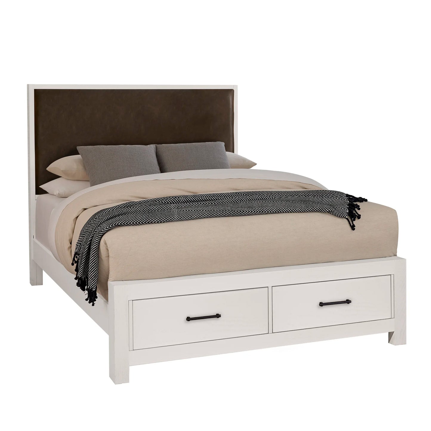 Lodge & Loft - Queen Upholstered Storage Bed - Sedona Brown / Soft White