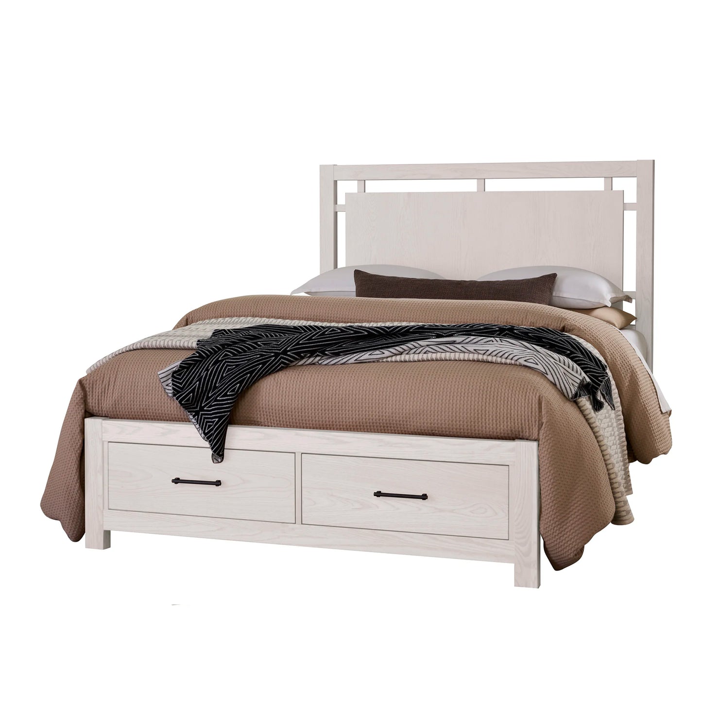 Lodge & Loft - King Floating Panel Bed With Footboard Storage - Soft White