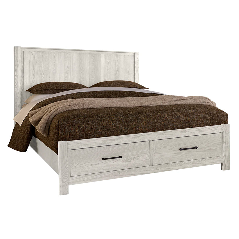 Lodge & Loft - King Radius Poster Bed With Footboard Storage - Soft White