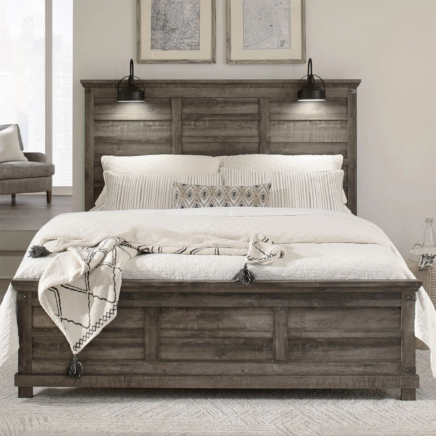 Lakeside Haven - King California Panel Bed - Brownstone