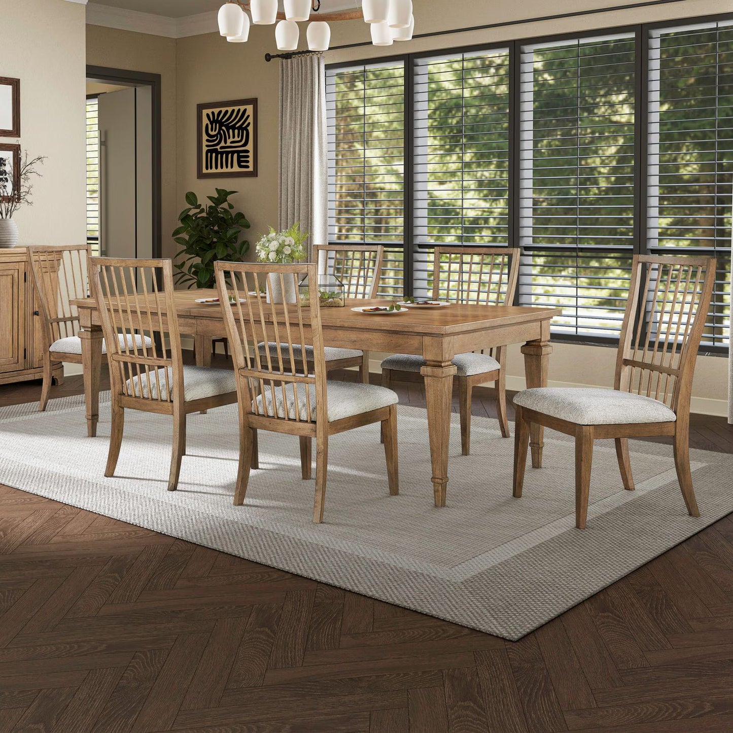 Haven Hills - 7 Piece Rectangular Table Set - Camel Beige