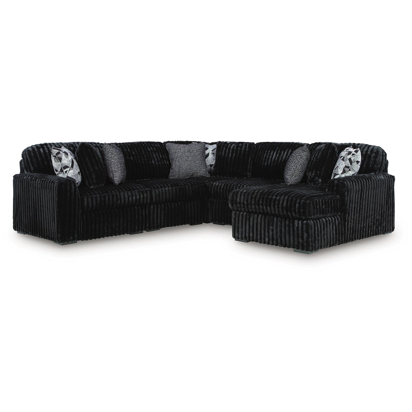 Midnight-Madness - 5-Piece Sectional With Raf Corner Chaise - Onyx