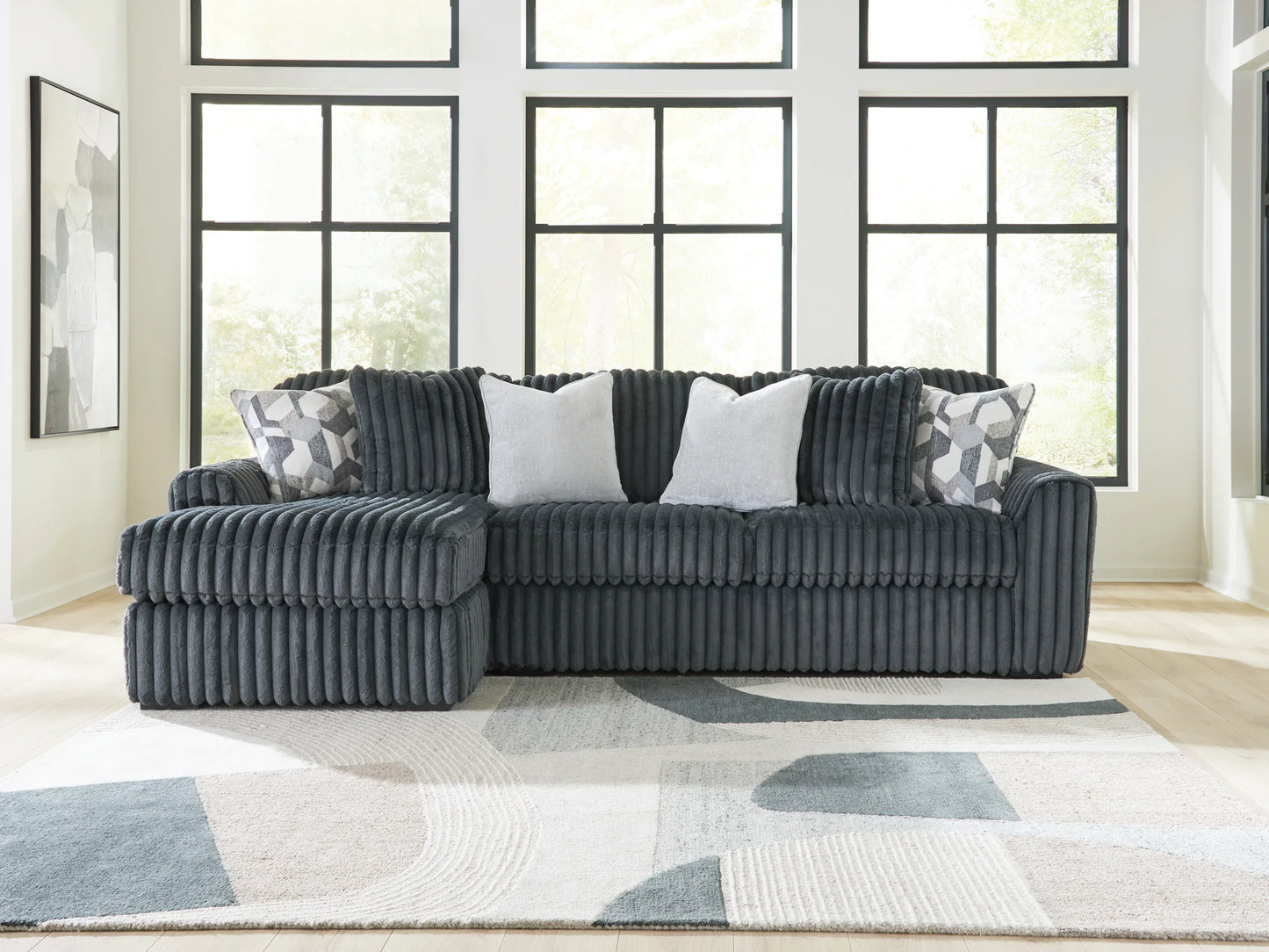 Midnight-Madness - 2-Piece Sectional Sofa With LAF Corner Chaise - Gunmetal
