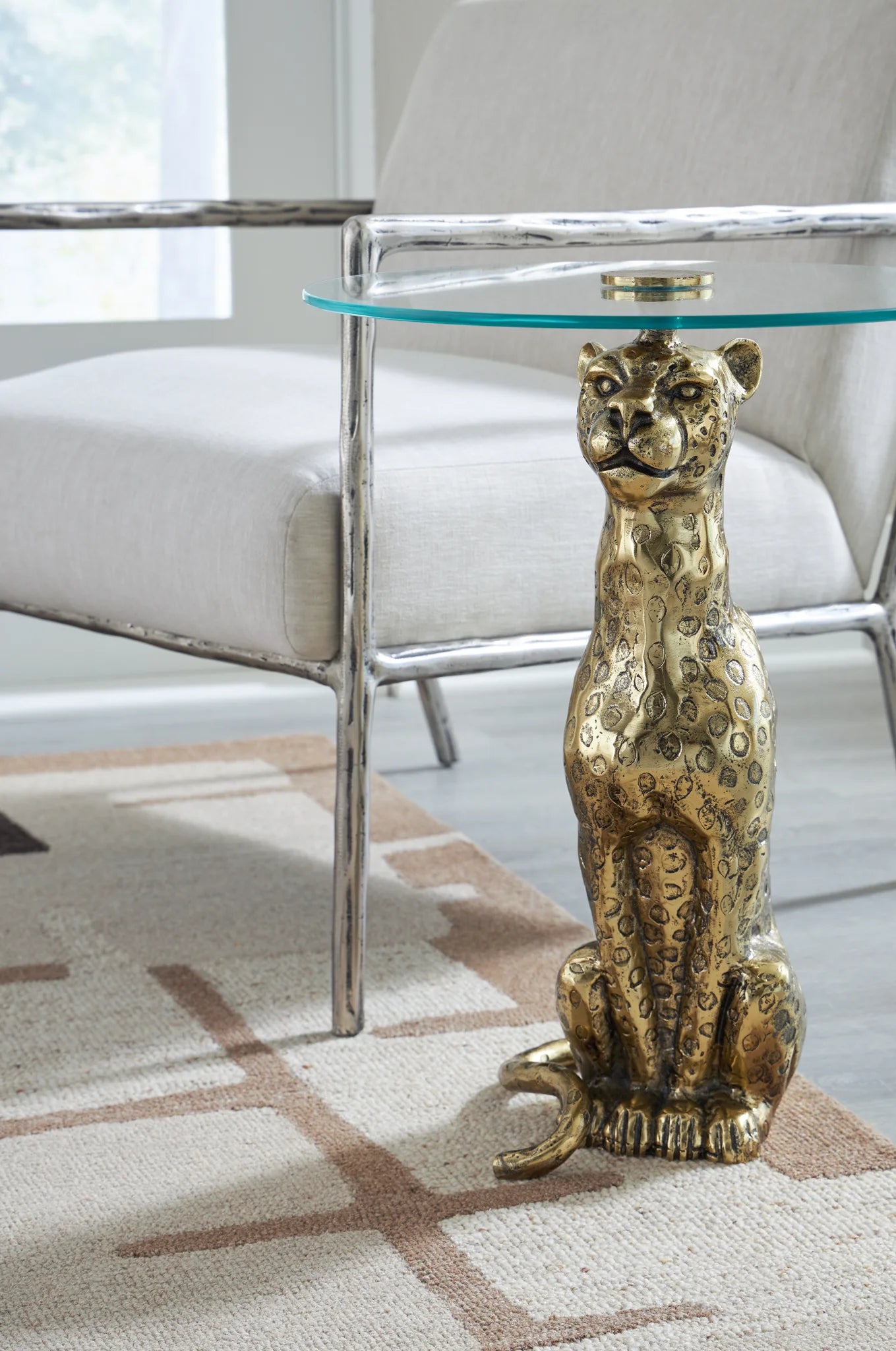 Vallain Antique Gold Finish Accent Table Furniture Warehouse Ohio
