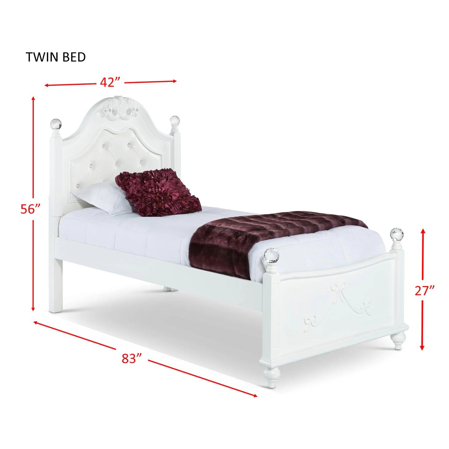 Alana - Twin Platform Bed - White