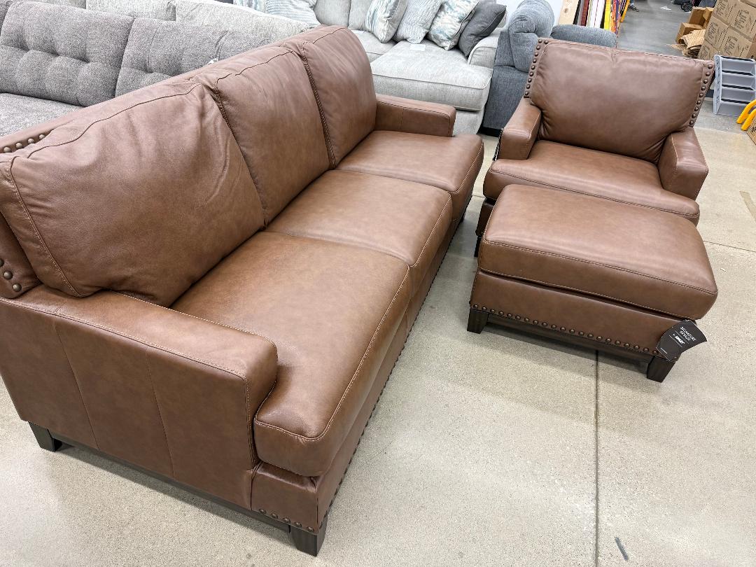 Ashley "Saonara" Leather Sofa, Chair and Ottoman