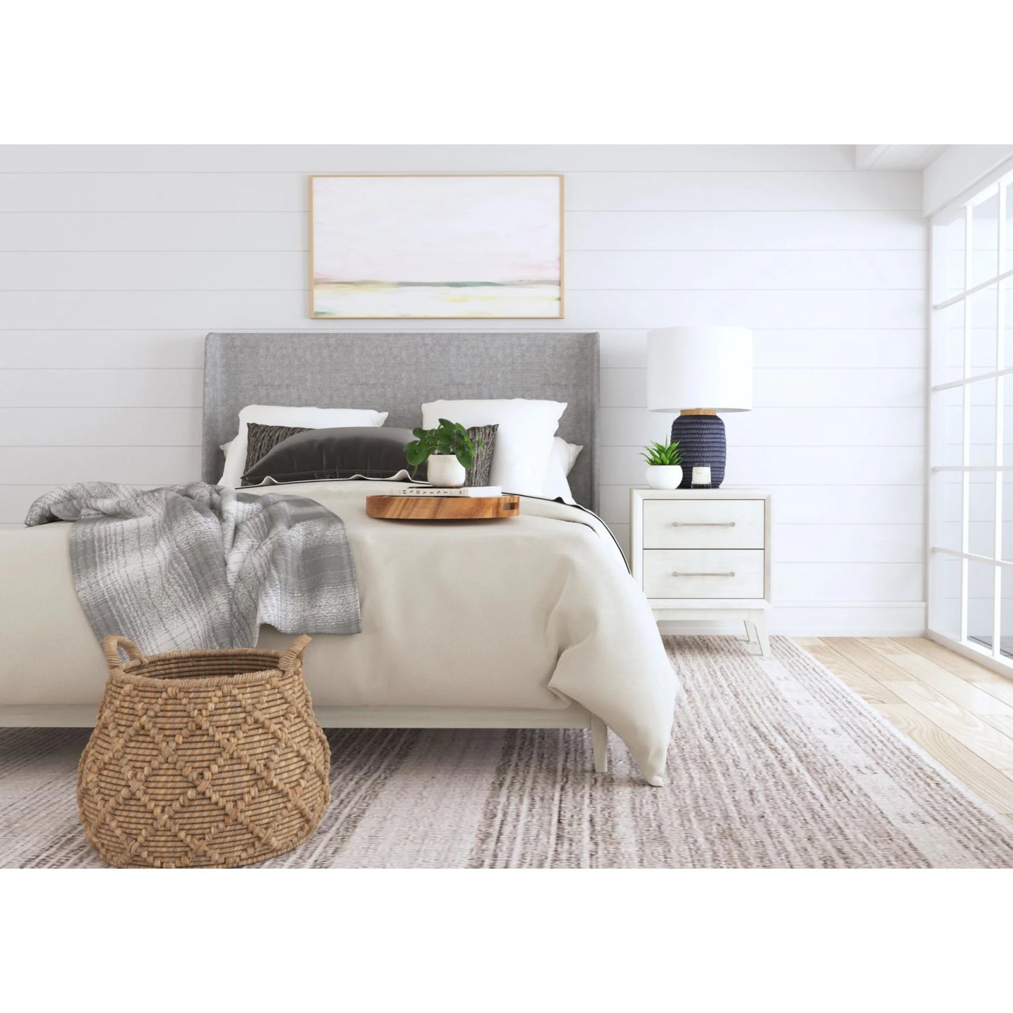 Westland - Queen Upholstered Bed - Almond / Gray