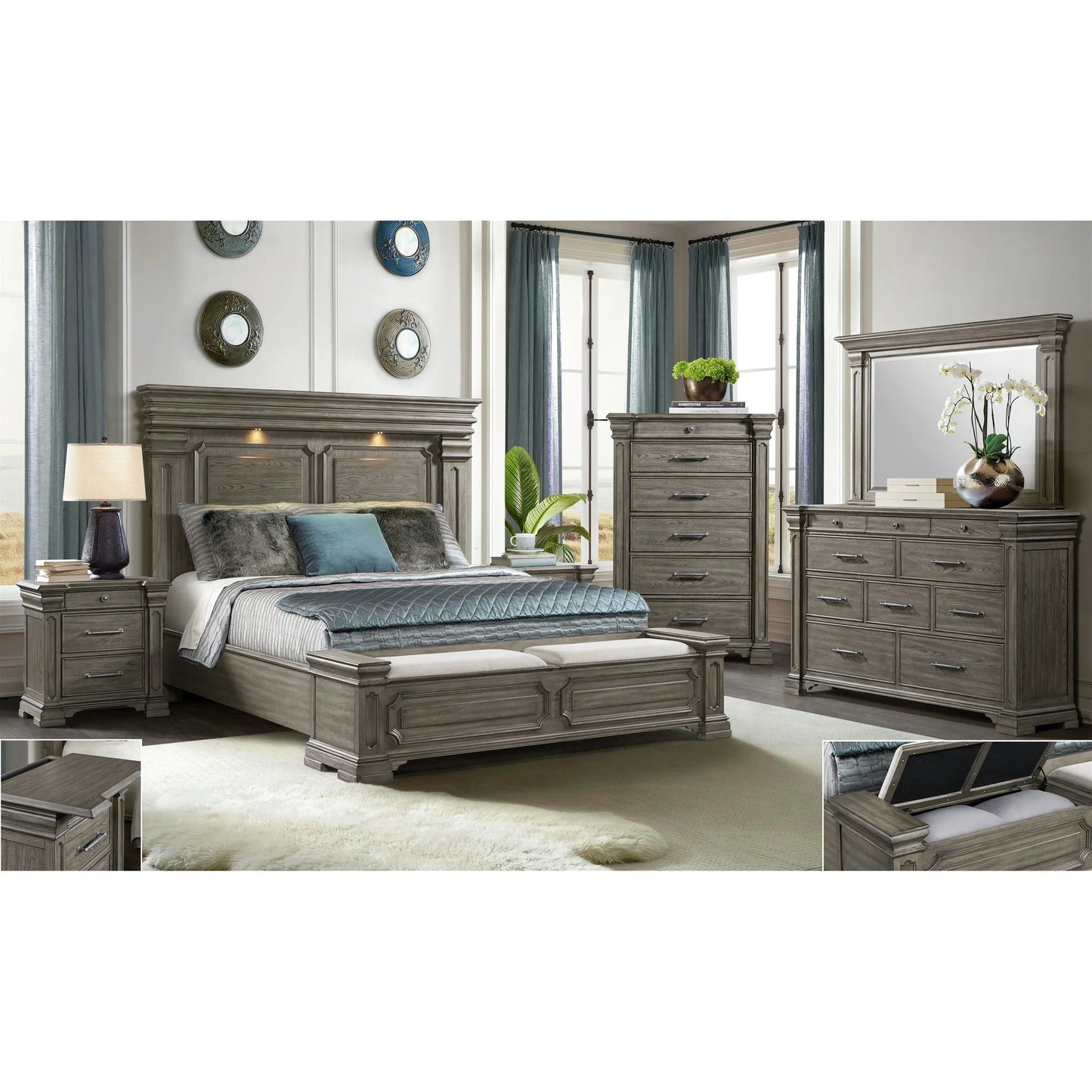 Kings Court - King Storage Bed - Gray