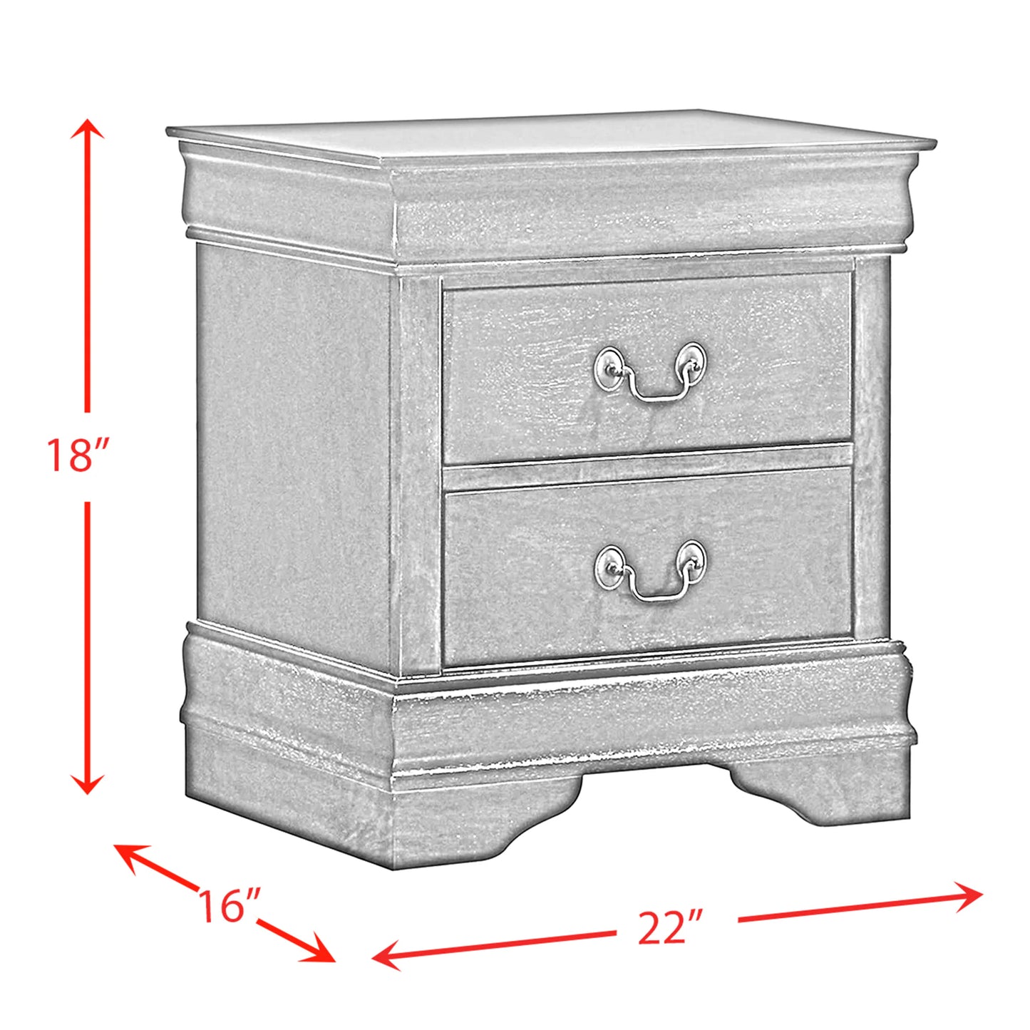 Louis Philippe - 2-Drawer Nightstand - Cherry