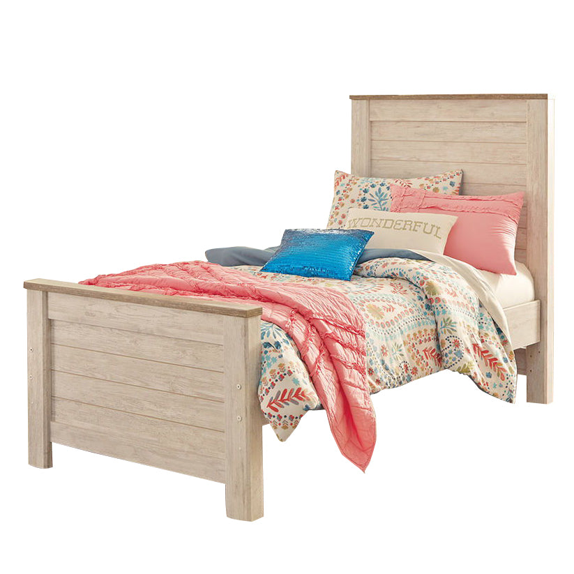 Willowton - Whitewash - Twin Panel Bed