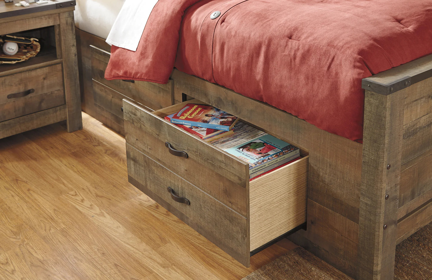 Trinell - Brown - Twin Panel Bed With 2 Storage Drawers