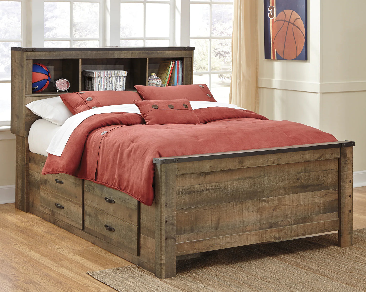 Trinell - Brown - Full Bookcase Bed With 2 Sided Storage