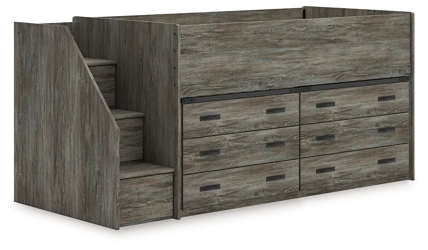 Frandern - Gray - Twin Loft Bed With 2 Drawer Storages