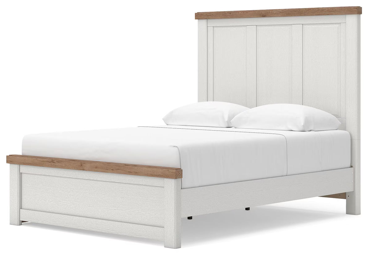 Savonport - Queen Panel Bed With Under Bed Storage Unit - White / Brown