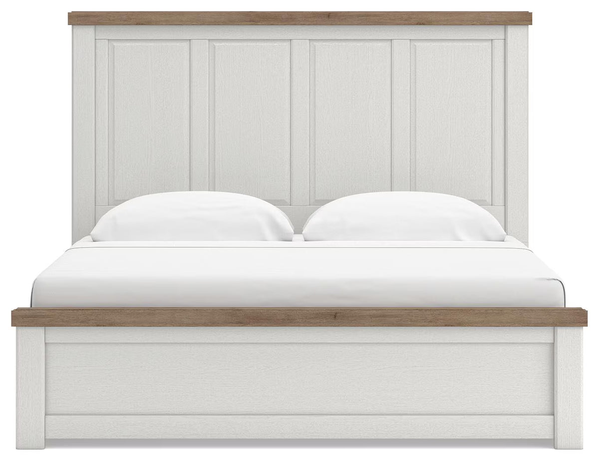 Savonport - King Panel Bed With 2 Under Bed Storage Units - White / Brown